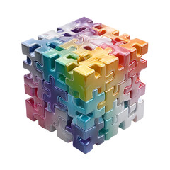 Colorful puzzle cube jigsaw pieces strategy solution teamwork collaboration problem solving design concept