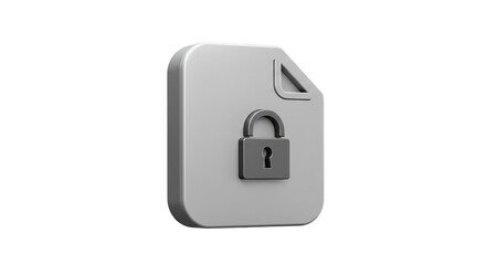 3d File Lock Icon Security Data Protection in Transparent Background