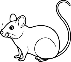 Mouse black outline vector and illustration, coloring book page