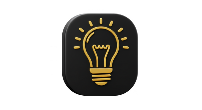 3d Golden Lightbulb Idea Symbol of Innovation on Black Background