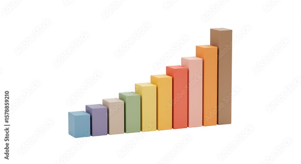 Poster 3d graph bar chart data visualization business transparent background