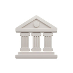 Obraz premium 3d Government Building Court House Render Icon on Transparent Background