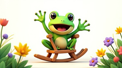 Fototapeta premium frog sitting on the grass