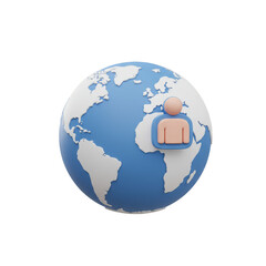 3D Globe With a Person Concept for Global Network Connection