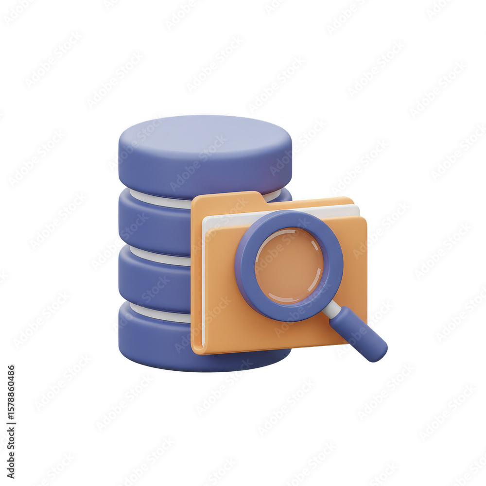 Poster 3d illustration database search data storage transparent background