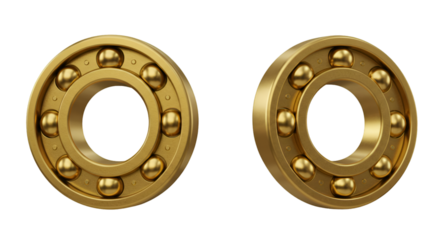 3D Golden Precision Ball Bearing Metal Engineering Component Transparent