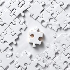 Obraz premium Single, light beige puzzle piece amidst many white pieces