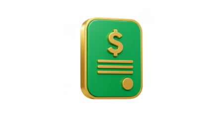 3D Green Golden Contract Agreement Dollar Sign Isolated Transparent