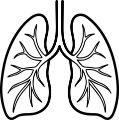 Human Lungs black outline vector and illustration, coloring book page