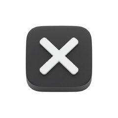 Fototapeta premium 3D Icon of Black Cancel Button Cross Sign on Transparent Background