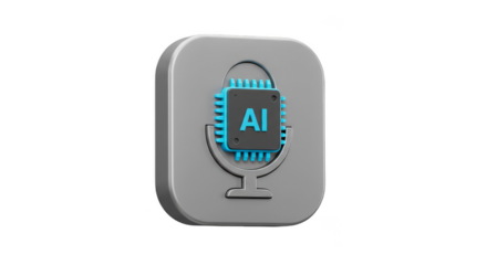 3D Icon of AI Voice Recognition Technology Microphone Isolated