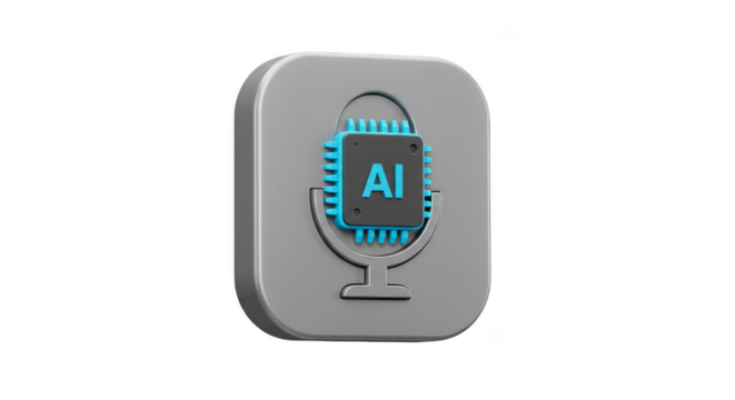 3D Icon of AI Voice Recognition Technology Microphone Isolated