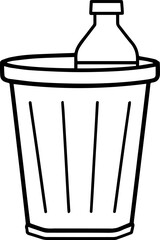 Rubbish can black outline vector and illustration, coloring book page