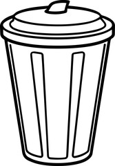 Rubbish can black outline vector and illustration, coloring book page
