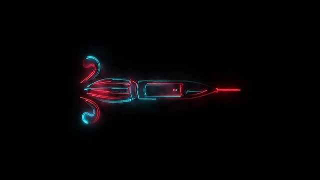 Fleuron typography icon neon fire blue pink color animation black background