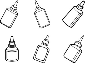A Set of Glue black outline vector and illustration, coloring book page
