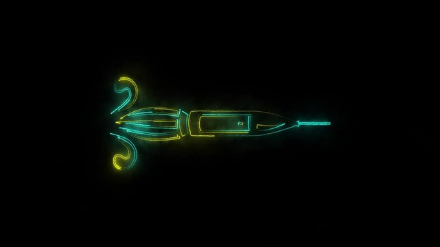 Fleuron typography icon neon fire blue pink color animation black background