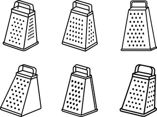 A Set of Grater black outline vector and illustration, coloring book page