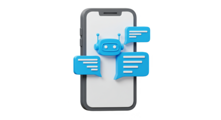 3D Illustration Mobile Chatbot Communication AI Transparent PNG