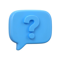 3d Illustration of Blue Question Mark Symbol in Speech Bubble