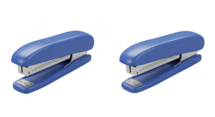 3D Illustration of Blue Stapler Office Tool on Transparent Background