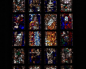 Nieuwe Kerk Church Stained Glass Window Detail in Delft, Netherlands