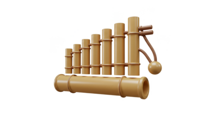 3D Kulintang Instrument With Bamboo Musical Asian Background