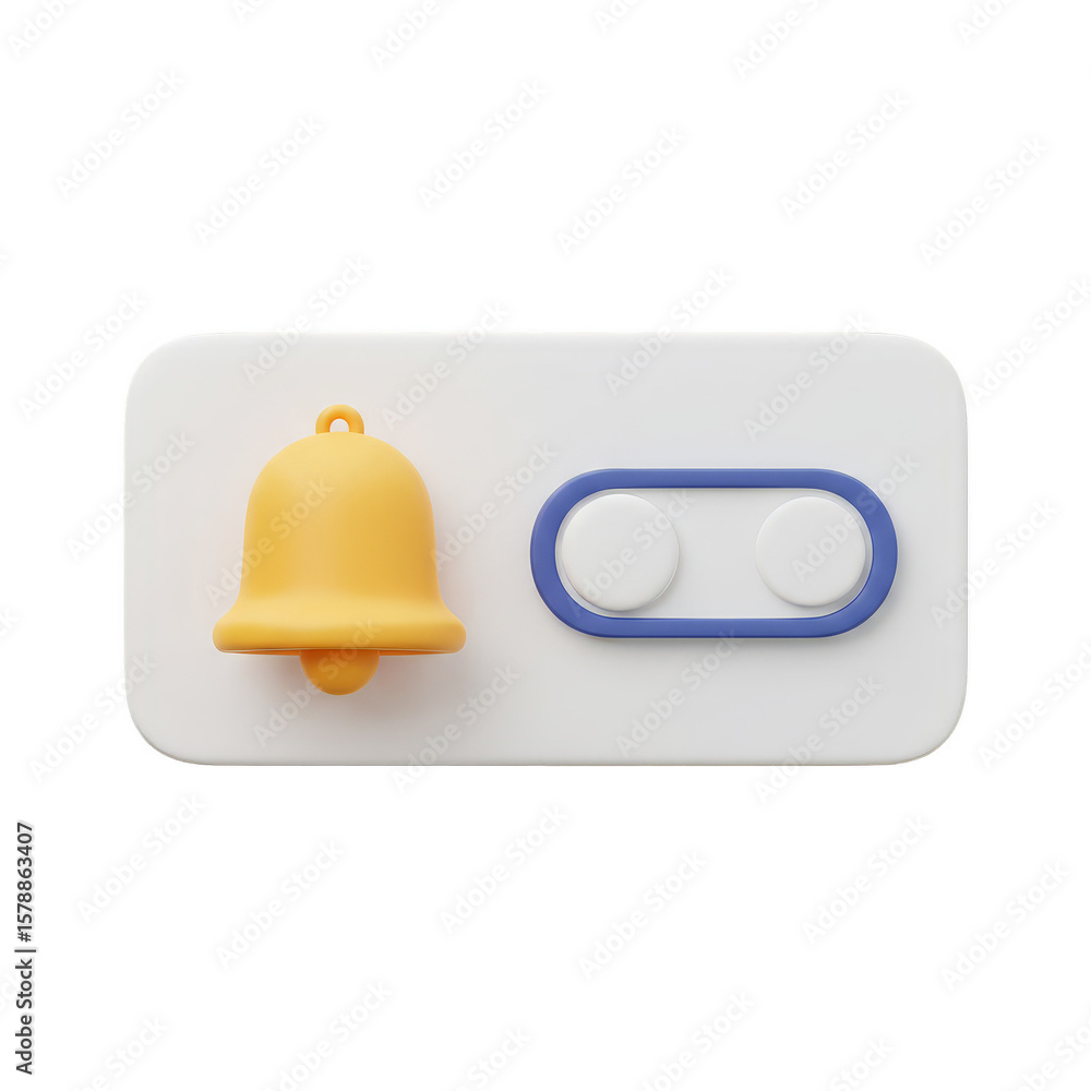 Poster 3d notification bell toggle button alert reminder transparent background