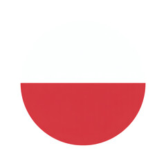 This round graphic presents the Poland flag featuring its national white and red colors, transparent background