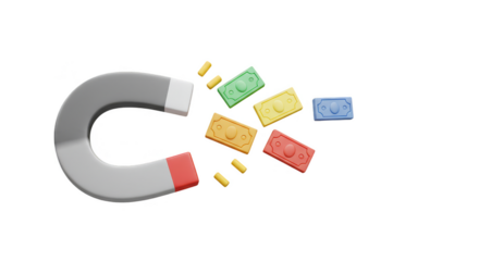 3D Magnet Attracting Colorful Money Finance Success Business Growth