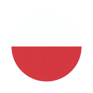 This round graphic presents the Poland flag featuring its national white and red colors, transparent background