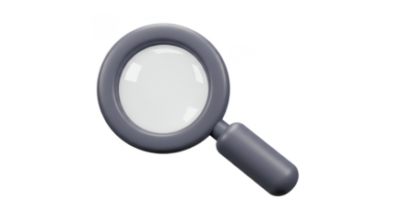 3D Illustration of Gray Magnifying Glass for Search Find Zoom