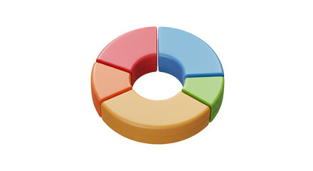 3D Pie Chart Diagram with Business Data Statistic Graph Report