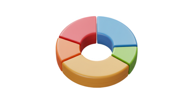 3D Pie Chart Diagram with Business Data Statistic Graph Report