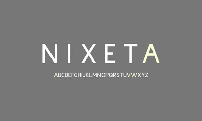 Sans serif font vector. Modern clean regular character set. Monogram alphabet simple typeface. Digital letter typhography type style. Logo art banner poster flyer billboard text graphic design