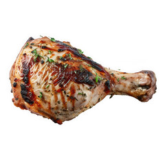 Grilled turkey drumstick isolated on transparent background
