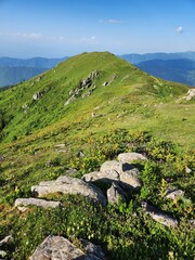 A hike up Gadrekili Hill near Bakhmaro, Georgia, July. 