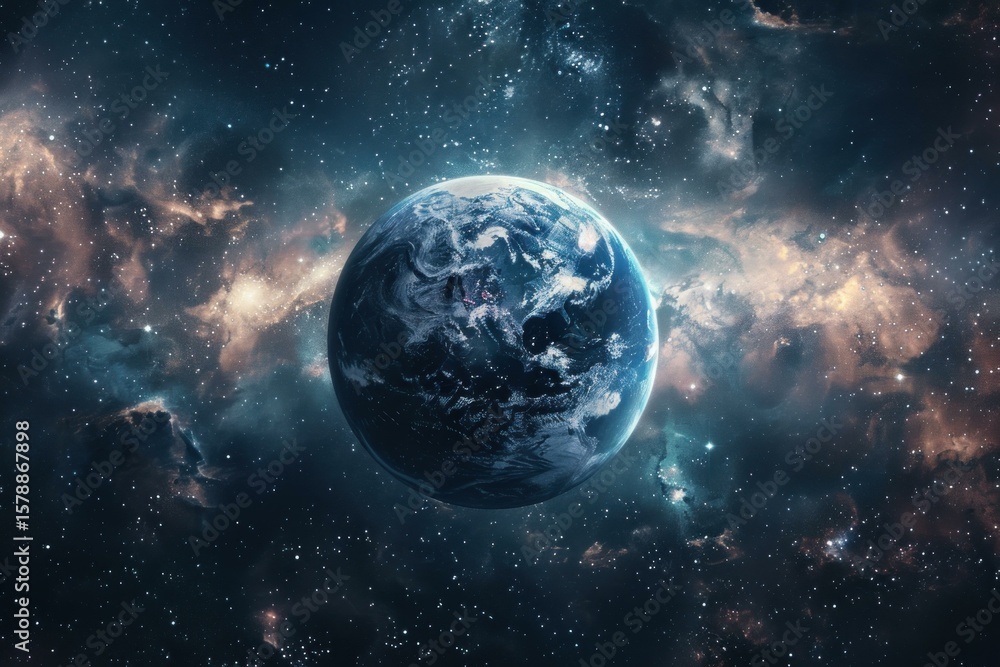 Canvas Prints earth rotating in the vastness of space, surrounded by nebulae and distant stars