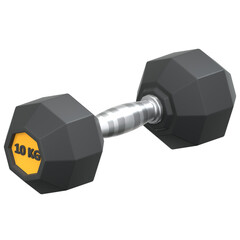 Black Dumbbell 3D Icon Illustration. Low Poly Style