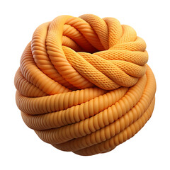 Organic twisted rope sphere shape with textured strands isolated on transparent background