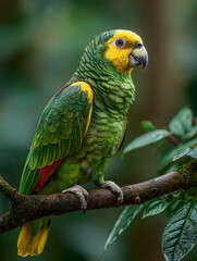 Obraz premium parrot, bird, animal, green, beak, tropical, macaw, nature, colorful, wildlife, pet, feather, blue, wild, yellow, exotic, amazon, red, color, feathers, jungle, zoo, colourful, parakeet, ara