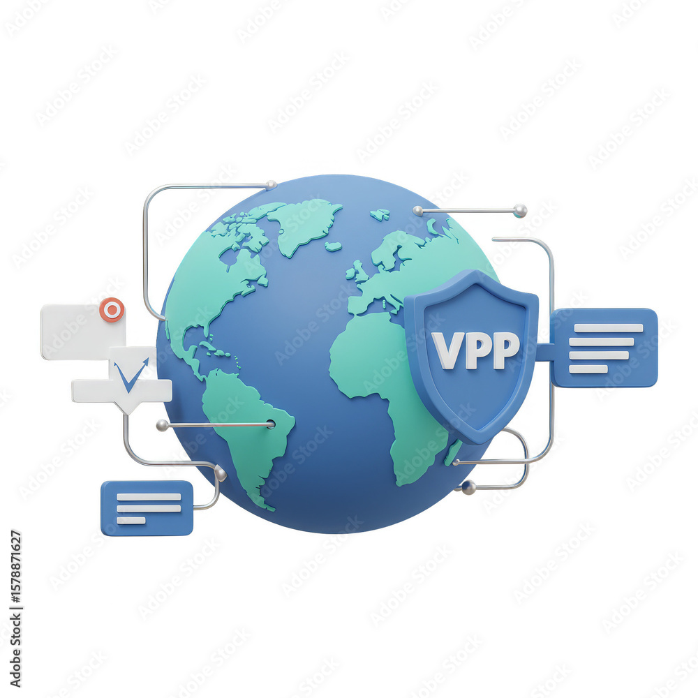 Poster 3d Render Globe Shield Vpp Protect Internet Network Communication