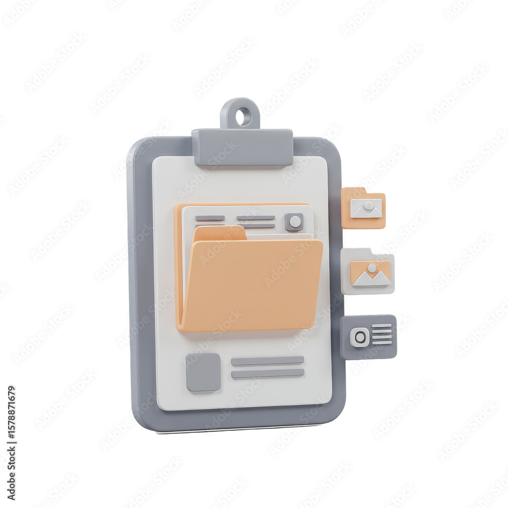 Poster 3d render clipboard document folder file icon illustration transparent