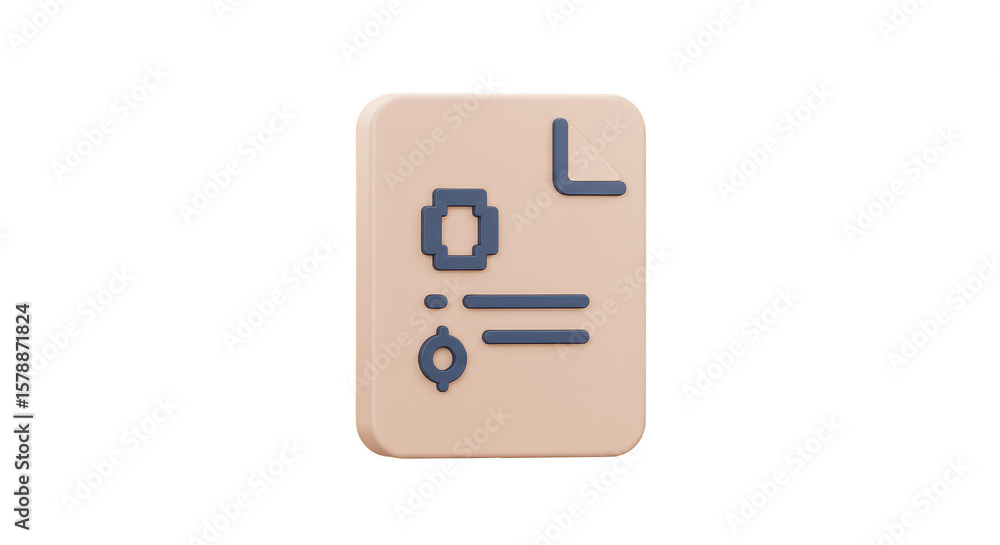 Poster 3d render file document with transparent background digital icon