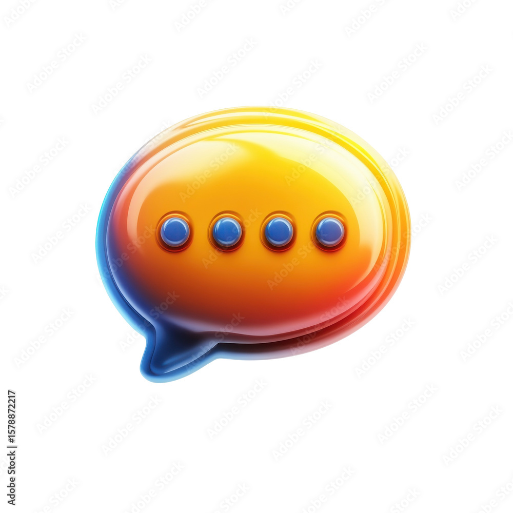 Poster glossy speech bubble icon message notification social media dialogue chat on transparent background