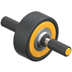 Yellow Gym roller 3D Icon Illustration. Low Poly Style
