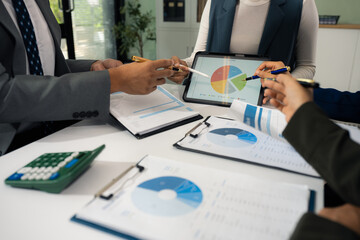 Project manager working and update tasks with milestones progress planning and professional...