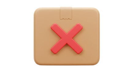 Obraz premium 3D Render Box with Red Cross Mark Cancel Incorrect Symbol Sign