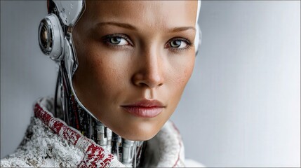 Futuristic robot with human-like features captures attention