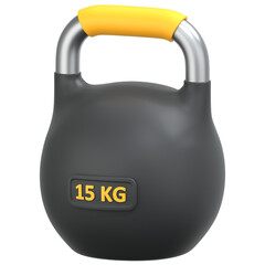 Black Kettlebell 3D Icon Illustration. Low Poly Style